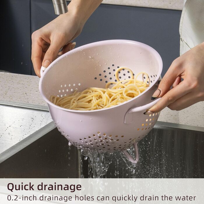 Металеве сито для пасти з подвійними ручками 21 см рожеве beifeier