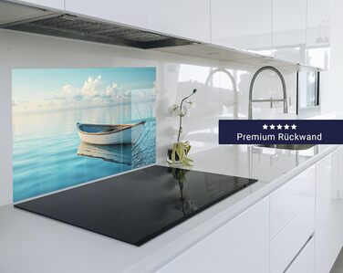 Кухонний фартух Timalo зі скляним виглядом Північне море, очерет, захід сонця, океан, солома 2-мм акрилове скло Бризкозахисна стінка для плити, скляний кухонний фартух, акрилові скляні стінові панелі, захисна панель для фартуха (280 x 58 см, 302- Весловий