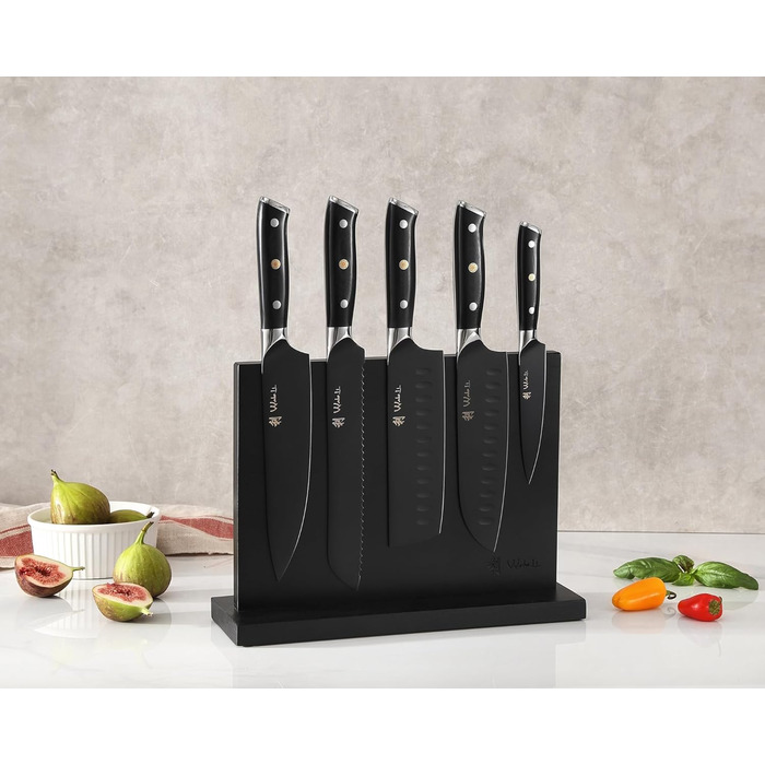 Набор кухонных ножей 5 предметов с магнитным блоком Wakoli
