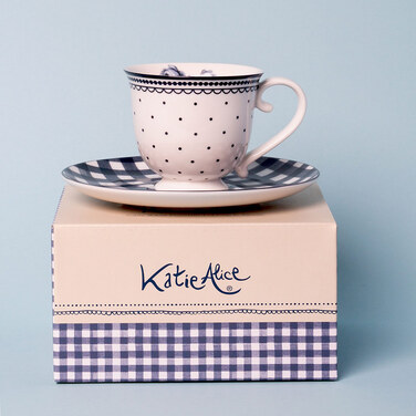 Чашка для чаю Katie Alice VINTAGE INDIGO Spot, з блюдцем, фарфор, 200 мл