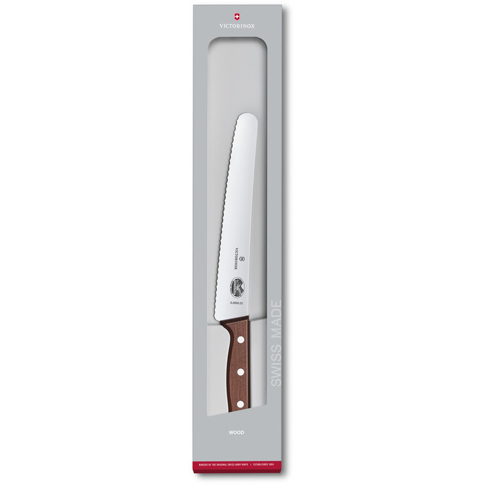 Кухонный нож Victorinox Wood Bread & Pastry лезвие 22 см мин. с деревьев. с ручкой в подарочной упаковке.