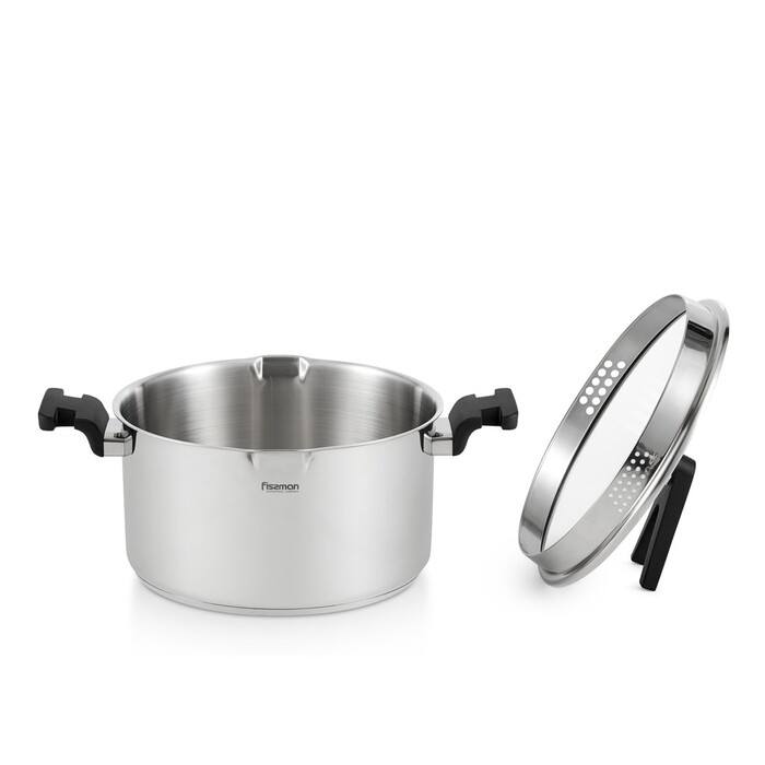 Каструля Fissman ELIZ 24x13 см/5,6л. зі скляною кришкою нерж. сталь (5319)