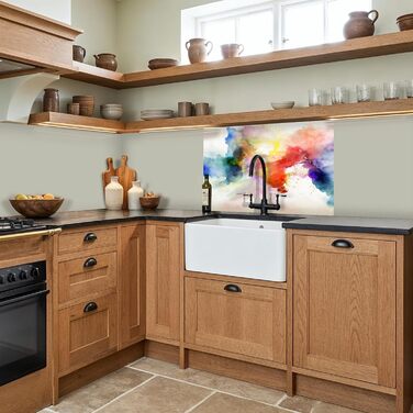 Кухонний фартух 60x80 см Самоклеючий настінний захисний екран для кухні Кухонний фартух Кухонні фасади Кухонні фартухи Кухонна стіна Вода - Пейзаж - (Акварель - Веселка, 60 x 80 см)