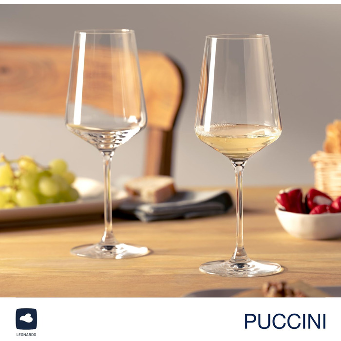 Келихи для рислінгу LEONARDO HOME PUCCINI (набір з 6 шт.) Келихи для вина, стійкі до подряпин (400 мл) Можна мити в посудомийній машині та довговічні Вічні келихи для білого вина Сучасний дизайн Келих для рислінгу Puccini 069540 6 келихів (келих для рислі