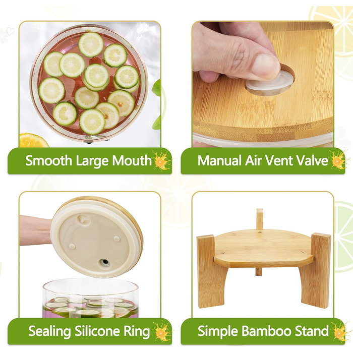 Диспенсер для напитков стеклянный с краном 5 л Hiziwimi