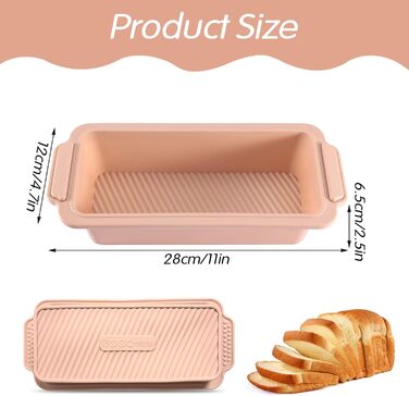 Силиконовая форма для выпечки хлеба, 28x12x6,5 см, розовая Techchii