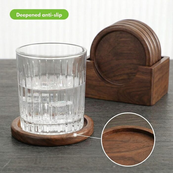 Набір підставок під склянки з горіхового дерева 6 шт OFFASST