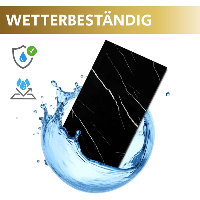 Стінові панелі AS Country Stone під мармур 60x120 см ПВХ-облицювання стіни з пластикових панелей для кухні, ванної кімнати тощо Панель кухонного фартуха (, чорний)