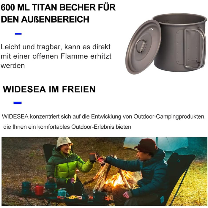 Туристична чашка з титану 600 мл widesea