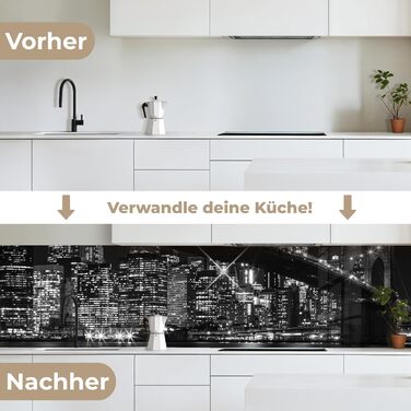 Кухонний фартух 60x80 см Самоклеючий настінний захисний екран для кухні Кухонний фартух Кухонні фасади Кухонні фартухи Кухонна стіна Вода - Пейзаж - (Нью-Йорк - Міст, 60 x 250 см)