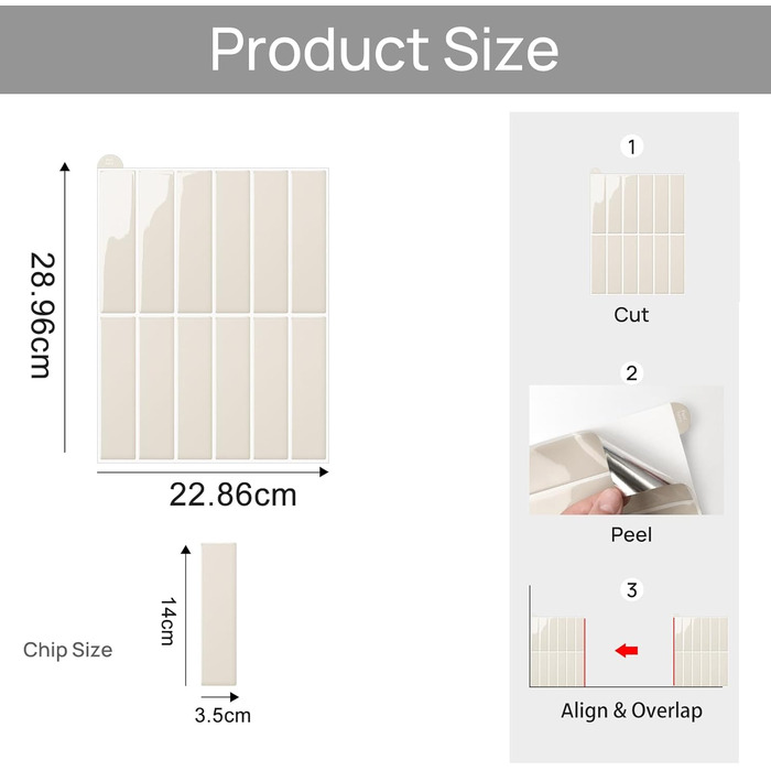 Самоклеюча настінна плитка, 3D плитка для кухні, що самоклеїться, легко миється, самоклеюча кухонна плитка для оздоблення та ремонту дому, 28x22 см, 10 аркушів (бежевий)
