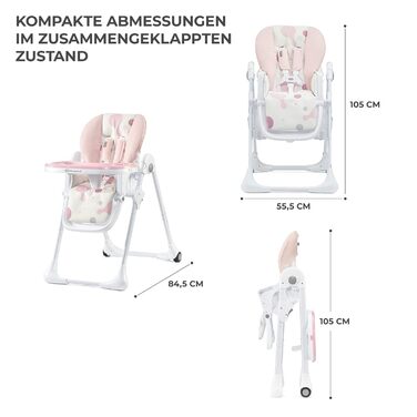 Дитячий стільчик для годування з перших місяців життя рожевий YUMMY kk Kinderkraft