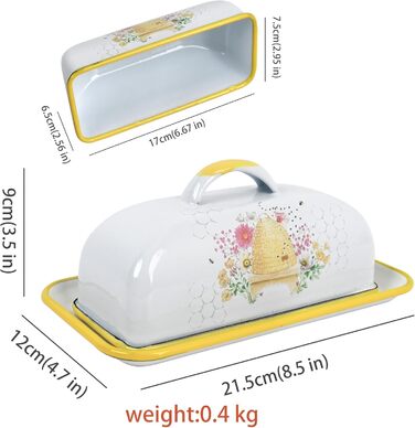 Емальована масленка Z&Z ornamentorum з кришкою, масленки для всіх поширених видів масел, кухонні аксесуари, засоби для зберігання, ручної роботи, птах (гелева)