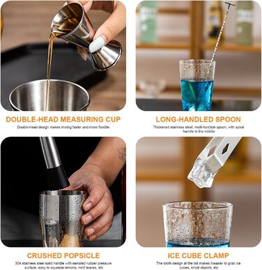 Набір бармена з бамбуковою підставкою 9 предметів Generic