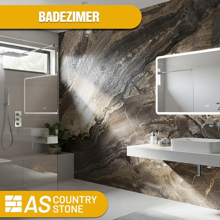 Стінові панелі AS Country Stone під мармур 60x120 см ПВХ-облицювання стіни з пластикових панелей для кухні, ванної кімнати тощо Панель кухонного фартуха (4 шт., Arebesceto Grigio)