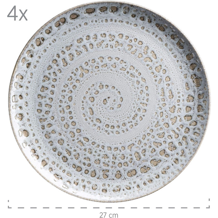 Набір посуду з ручним розписом MSER серії 931743 Spicy Market на 4 особи в середземноморському вінтажному дизайні, комбінований сервіз з 16 предметів з кераміки, кераміки (синій)