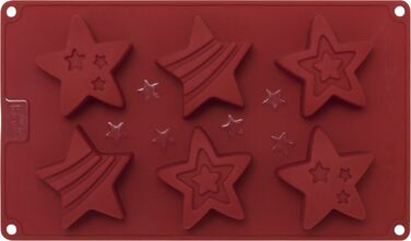 Форма для випічки у вигляді зірочок середня, червона, 17 x 29,5 x 3,5 см, RBV Birkmann