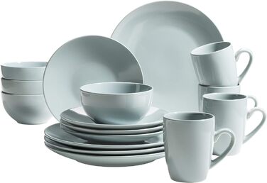 Сучасний набір посуду для 4 осіб у комбінованому сервізі з 16 предметів з кераміки, керамограніту (бірюзово-зелений), 931914 Pastel Selection