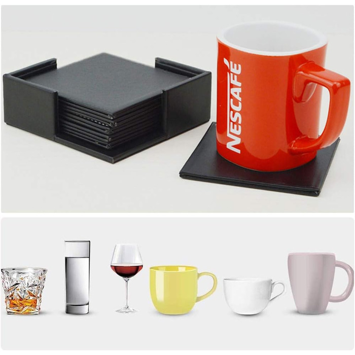 Набір підставок для напоїв із 6 штук з екошкіри RICHSUM