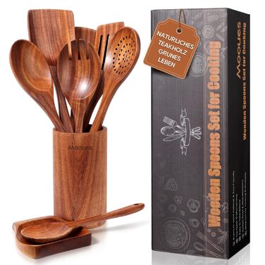 Набір кухонного приладдя з натурального тикового дерева 9 предметів Mooues