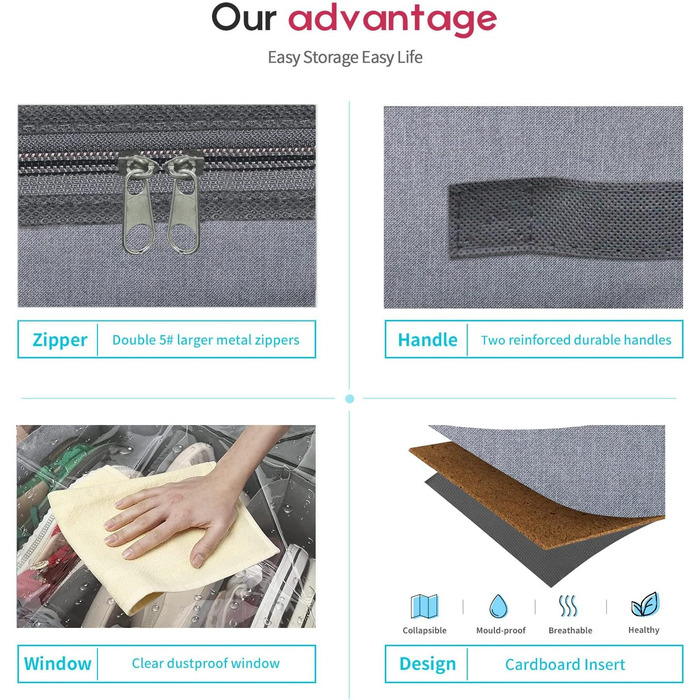 Коробка для хранения обуви с прозрачной крышкой 2шт. homyfort