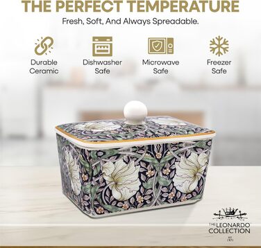 Маслянка з кришкою, китайська кераміка, з гарними акварельними мотивами, дизайн від галереї Дженніфер Роуз для Busy Bees (барвистий (квітковий візерунок))