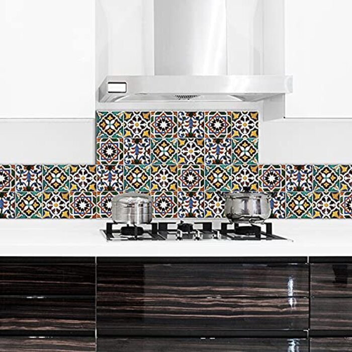 Алюмінієвий кухонний фартух, виготовлений в Італії, захищає плиту та стіну, миється та легко встановлюється, металевий фартух, 48 x 72 см (48x72, зелена плитка)