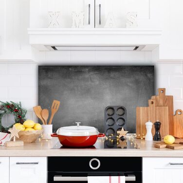 Дизайнерський кухонний фартух з алюмінієвого композиту, кухонний фартух, товщина 3 мм, 60x100 см, (бетонна стіна чорного кольору)