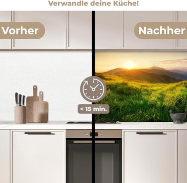 Кухонний фартух 60x80 см Самоклеючий захисний щиток для кухонної стіни Кухонний фартух Кухонні фасади Кухонні фартухи Кухонна стіна Вода - Пейзаж - (Трава - Пагорби, 60 x 80 см)