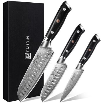 Набор кухонных ножей 3 предмета из дамасской стали PAUDIN