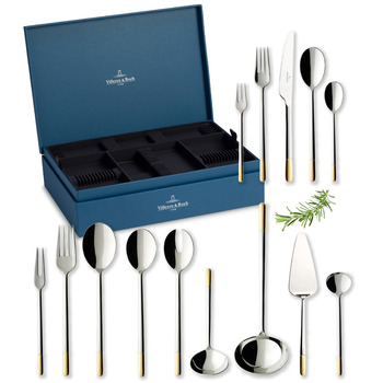 Набір столових приборів на 12 персон, 70 предметів, часткова позолота Ella Villeroy & Boch