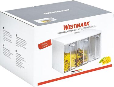 Набір жолобів Westmark, 4 шт. и, 1 корпус жолоба з трьома жолобами 3 лопати, об'єм жолоба 1 л, об'єм лопати 55 мл кожна, пластик, прозорий/білий, 73052260 (3 жолоби)