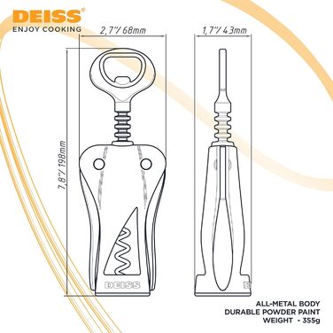 Професійний штопор-крило чорний Deiss