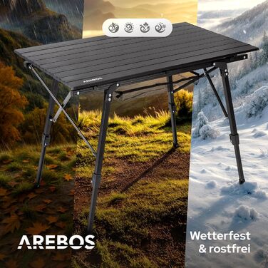 Складной кемпинговый стол 90x51,5 см черный Arebos