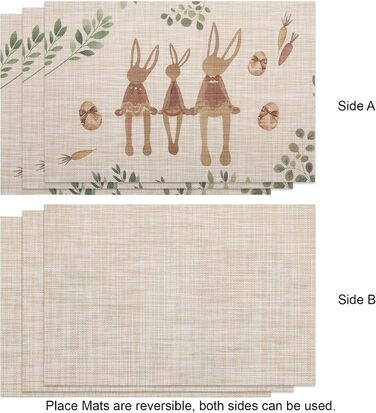 Двосторонні килимки для серветок, що миються, набір із 6 шт. , пасхальні яйця з квітами, прикраса столу з мультяшним кроликом, пасхальні, весняні, бенкетні килимки, декор для святкової вечірки, сезонні килимки, бежевий (світло-коричневий 9)