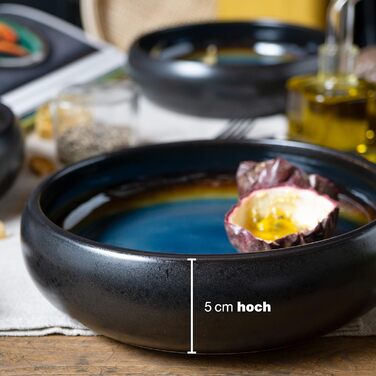 Тарелка для супа из керамогранита 19 см Керамическая миска для супа, лапши, салата или мюсли 4 шт. большие миски, 4 шт.