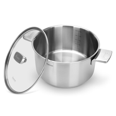 Каструля Fissman PREMIUM ONE 24x13 см / 5,4 л зі скляною кришкою нержавіюча сталь (15092)