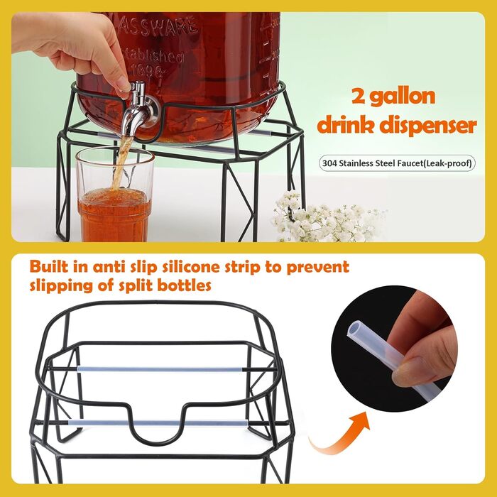 Диспенсер для напоїв скляний 7,6 л MallCreaty