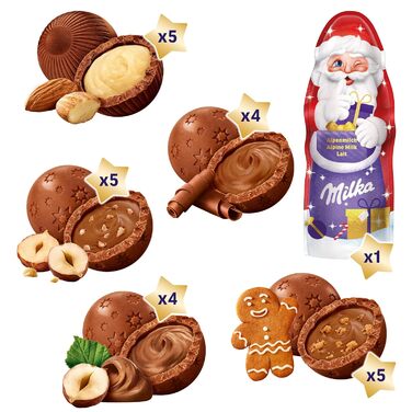 Різдвяний адвент-календар, 24 цукерки з молочним шоколадом 238 г Milka
