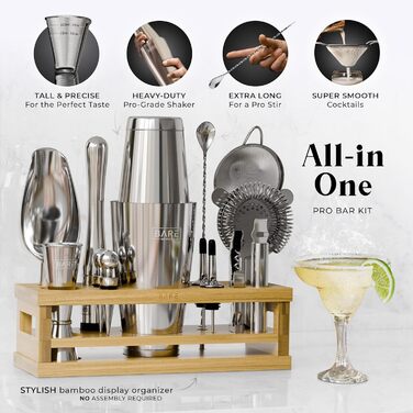 Набір для коктейлів 16 предметів срібний Bare Barrel