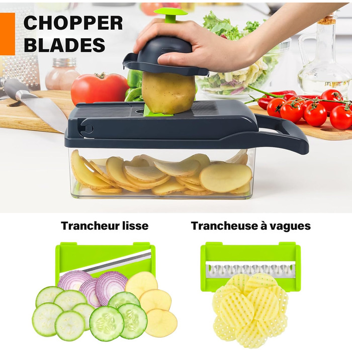 Універсальна овочерізка 16-в-1, сірий колір Etievort