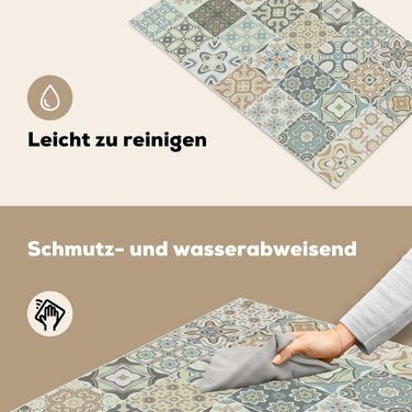 Фартух для плити, кухонний фартух, вініл, 78x52 см, декор для кухні, облицювання стіни, кришка плити - сіро-чорна (зразок - плитка, 51,5Д x 83Ш см)