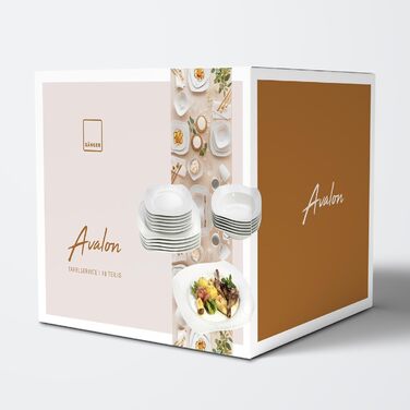 ПЕВЕЦ Столовый сервиз Avalon в белом цвете, набор посуды из 18 предметов на 6 персон из фарфора, тарелка изогнутая конструкция Столовый сервиз 18 шт.