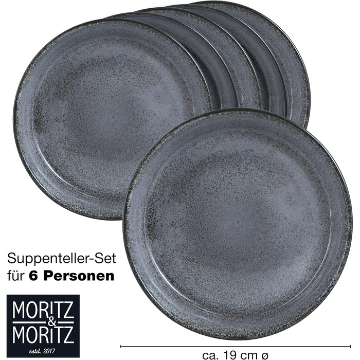 Набір посуду Moritz & Moritz VIDA з 18 предметів Елегантний набір тарілок 6 персон з високоякісної порцеляни посуд, що складається з 6 обідніх тарілок, 6 десертних тарілок, 6 супових тарілок (6 супових тарілок)
