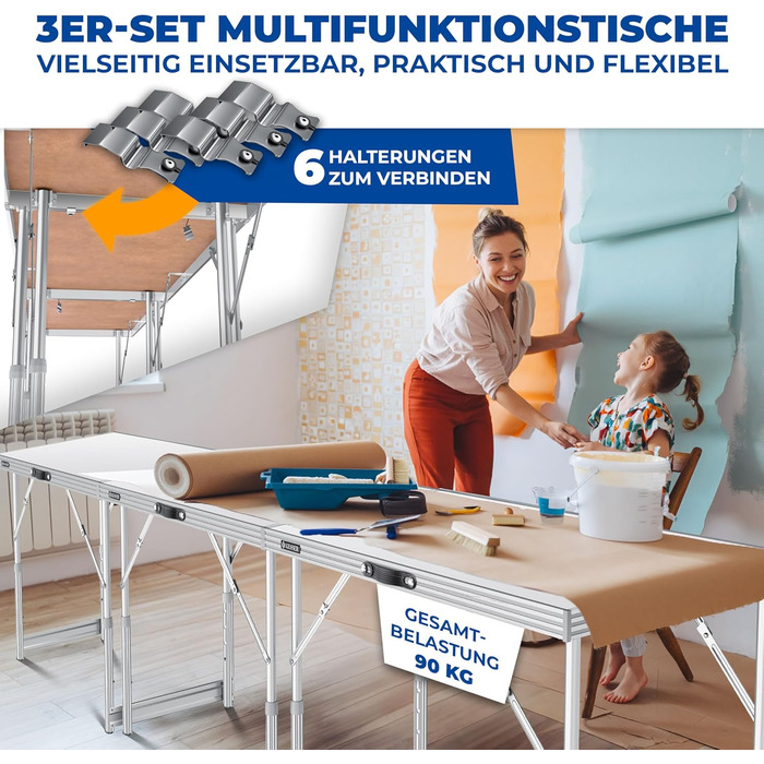 Набір із 3 столів для кемпінгу 100 х 60 см KESSER