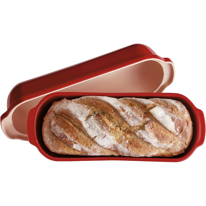 Форма для выпечки хлеба прямоугольная, керамическая, 39x16,5x15 см красная Emile Henry
