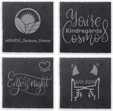 Набір підставок для напоїв із натурального чорного сланцю 12 шт WEWINK PLUS