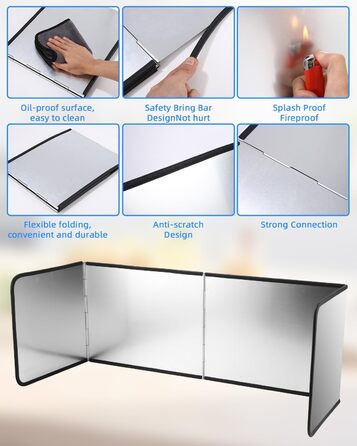 Складаний бризкозахисний екран для кухні, складний бризкозахисний екран для плити, кухонний фартух, 40 x 30 x 30,5 см, захист від бризок жиру, бризкозахисний екран для плити, підходить для плити, окремий (76x29x30)