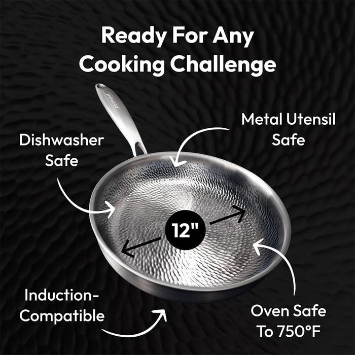 Нова сковорода Tovara Titanium Pro, титанова сковорода з кришкою, антипригарна сковорода, титанова сковорода 28 см для приготування їжі, ідеально підходить для будь-якої плити (з кришкою, 28 см) з кришкою 28 см, 2026