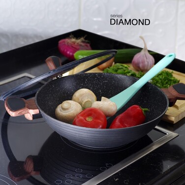 Сковорода Fissman DIAMOND 28x8 см 3,6 со стеклянной крышкой (14303)